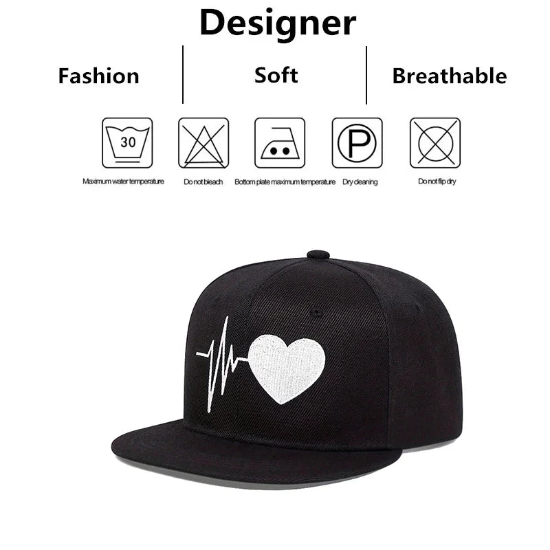Unisex Heart Electrocardiogram Embroidery Hip-hop Hats Spring Autumn