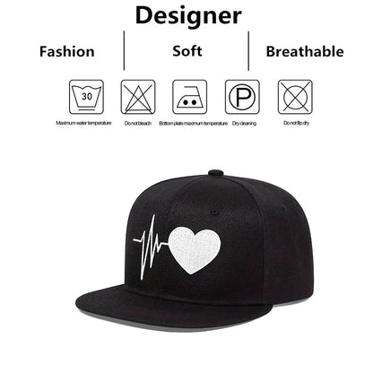 Unisex Heart Electrocardiogram Embroidery Hip-hop Hats Spring Autumn