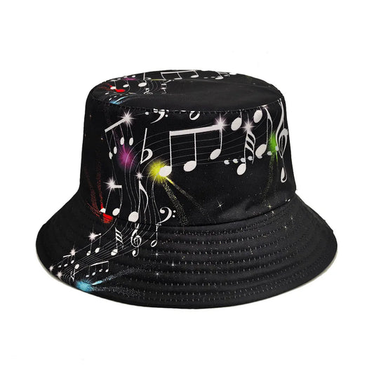 Fashion Musical Note Print Bucket Hat Travel Beach