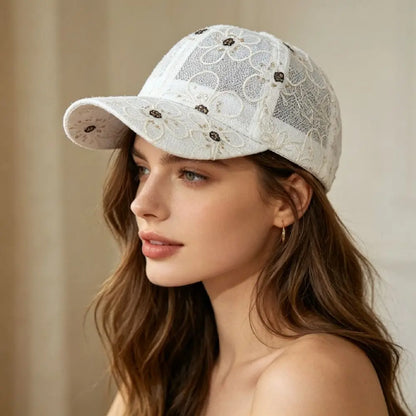 Lace Flower Embroidery Summer Baseball Cap