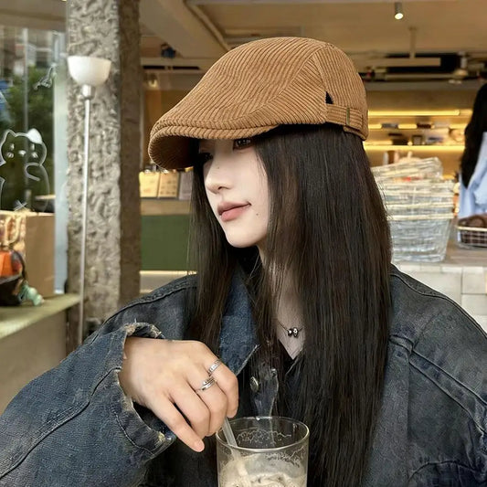 Winter Forward Hat Unisex Corduroy Hats Outdoor