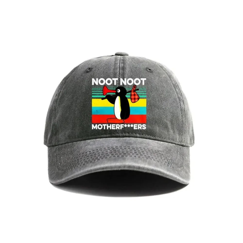 Noot Noot Pingu Distressed Baseball Cap Cool Men Women