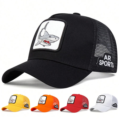 Unisex Shark Patch Embroidery Baseball Net Caps Spring Summer