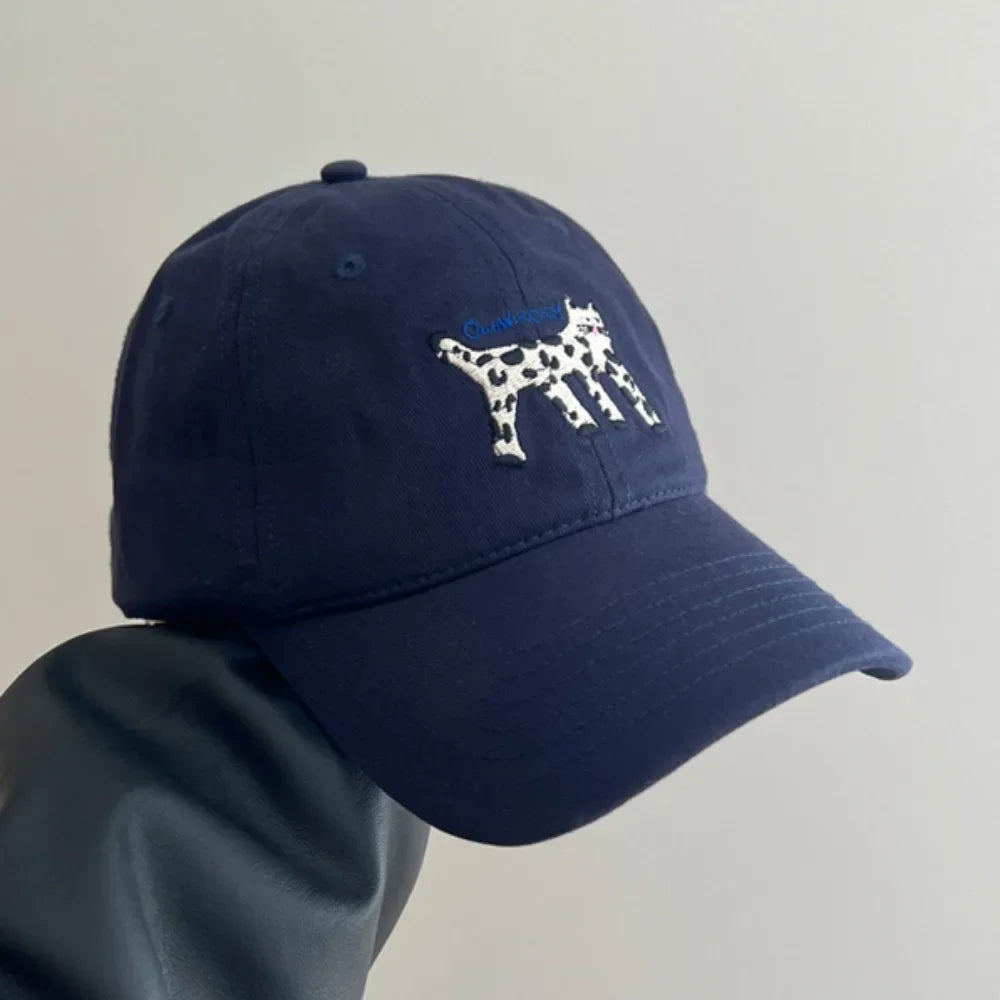 Retro Embroidered Embroidery Baseball Cap Spotted Cat Peaked Cap