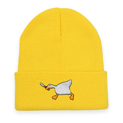 Big Goose Embroidered Knitted Hat For Winter And Winter Warmth