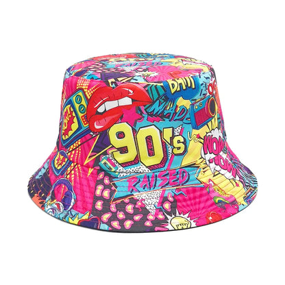 Unisex Hats Sun Shading Fishing Sun Hats Fashion Personalized Verstaile Mushroom Print Double-sided Bucket Hats Outdoor Sports