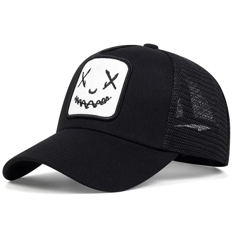 Unisex Baseball Cap Smile Face Patch Pattern Caps Men Women Summer