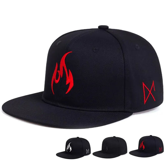 Unisex Flame Embroidery Hip-hop Hats Outdoor Casual Snapback Caps