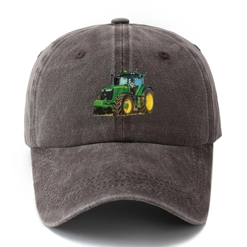 Printed Tractor Baseball Cap Men's Outdoor Camping Vacation Casual Curved Brim Hat Retro