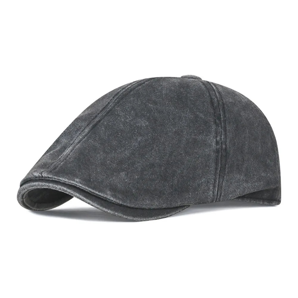 Side Letter Sticker Newsboy Cap Cotton Solid Color Duckbill Hats