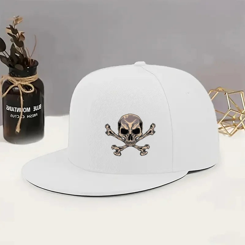 Skull and Crossbones Flat Brim Baseball Cap