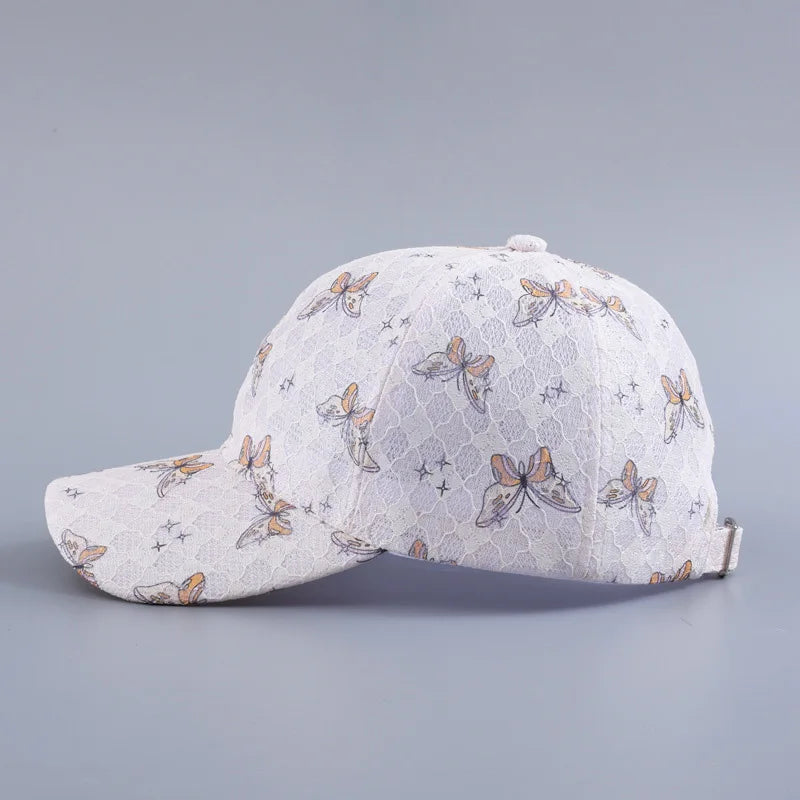 Lace Butterfly Print Decorative Baseball Cap