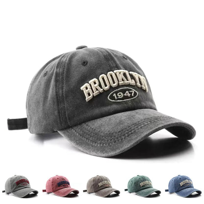 Male Vintage Letter Embroidered Duckbill Cap for Outdoor Travel Baseball Cap