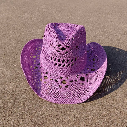 Summer Straw Cowboy Hat Hollow Woven Straw Hat