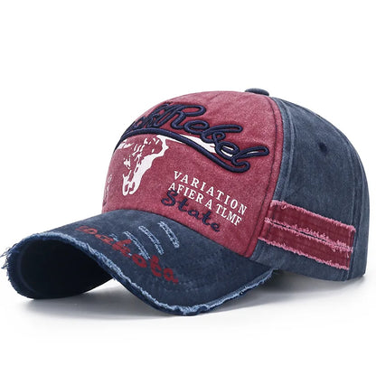 Four Seasons Baseball Cap Casual Wash Embroidered Cap Curved Brim Bowler Sun Hat Vintage distressed