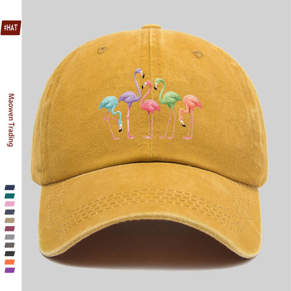 Colorful Flamingo Print Baseball Hat