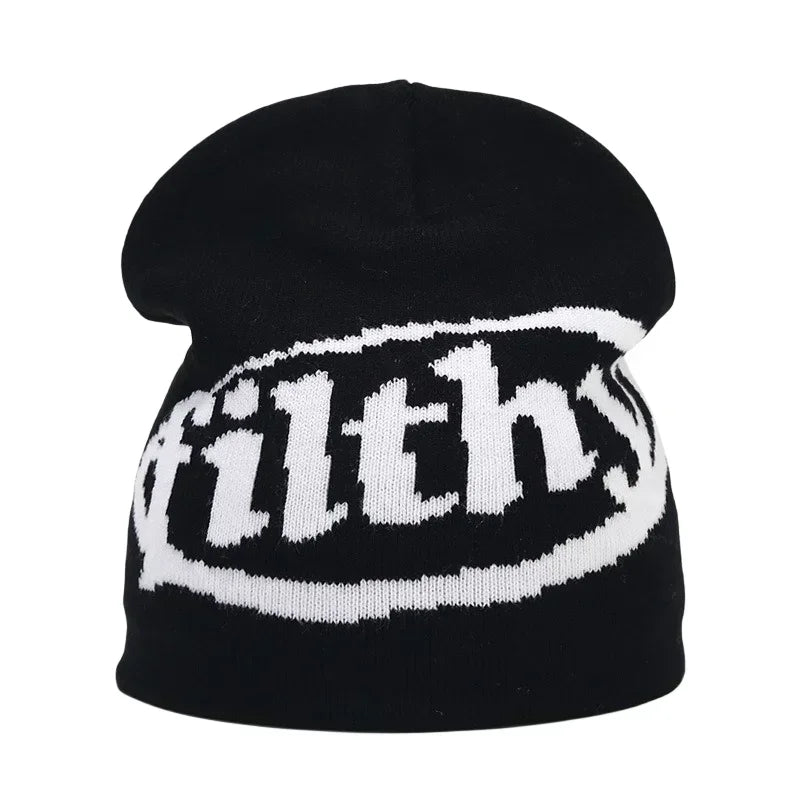 Y2K Letter Knitted Winter Autumn Beanie Cap Men Women