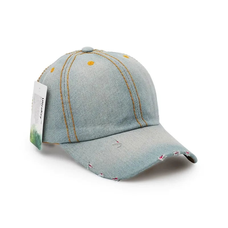 New Unisex Vintage Distressed Flat Cap Denim Hat Baseball Jean Hat Cap