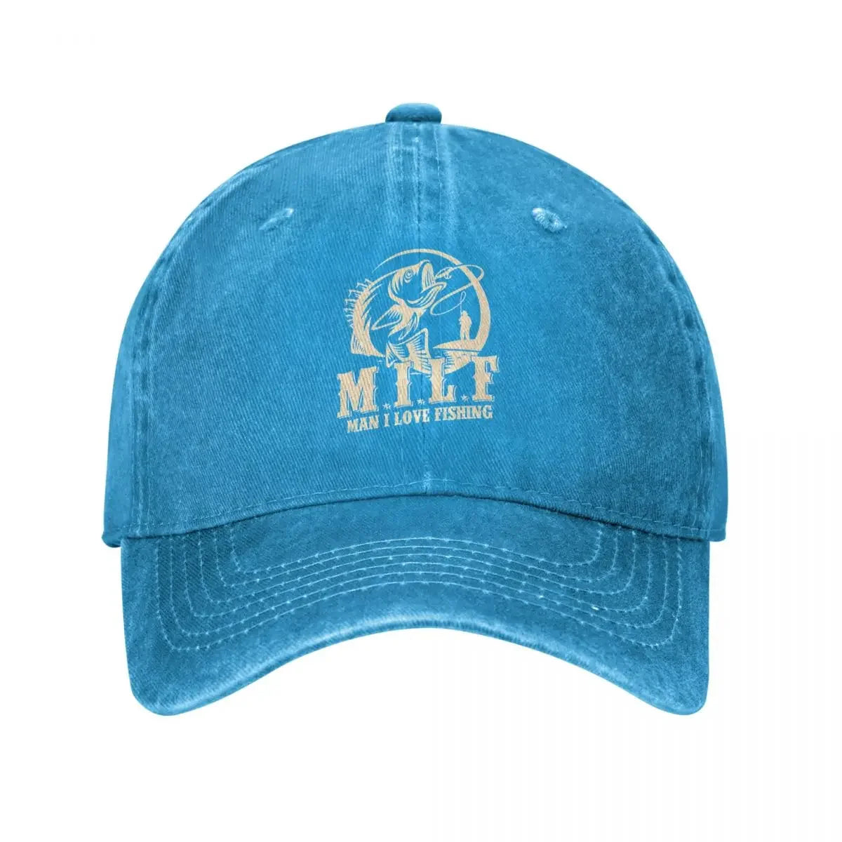 Fashion MILF Man I Love Fishing Baseball Cap Unisex Style Distressed Cotton Sun Cap