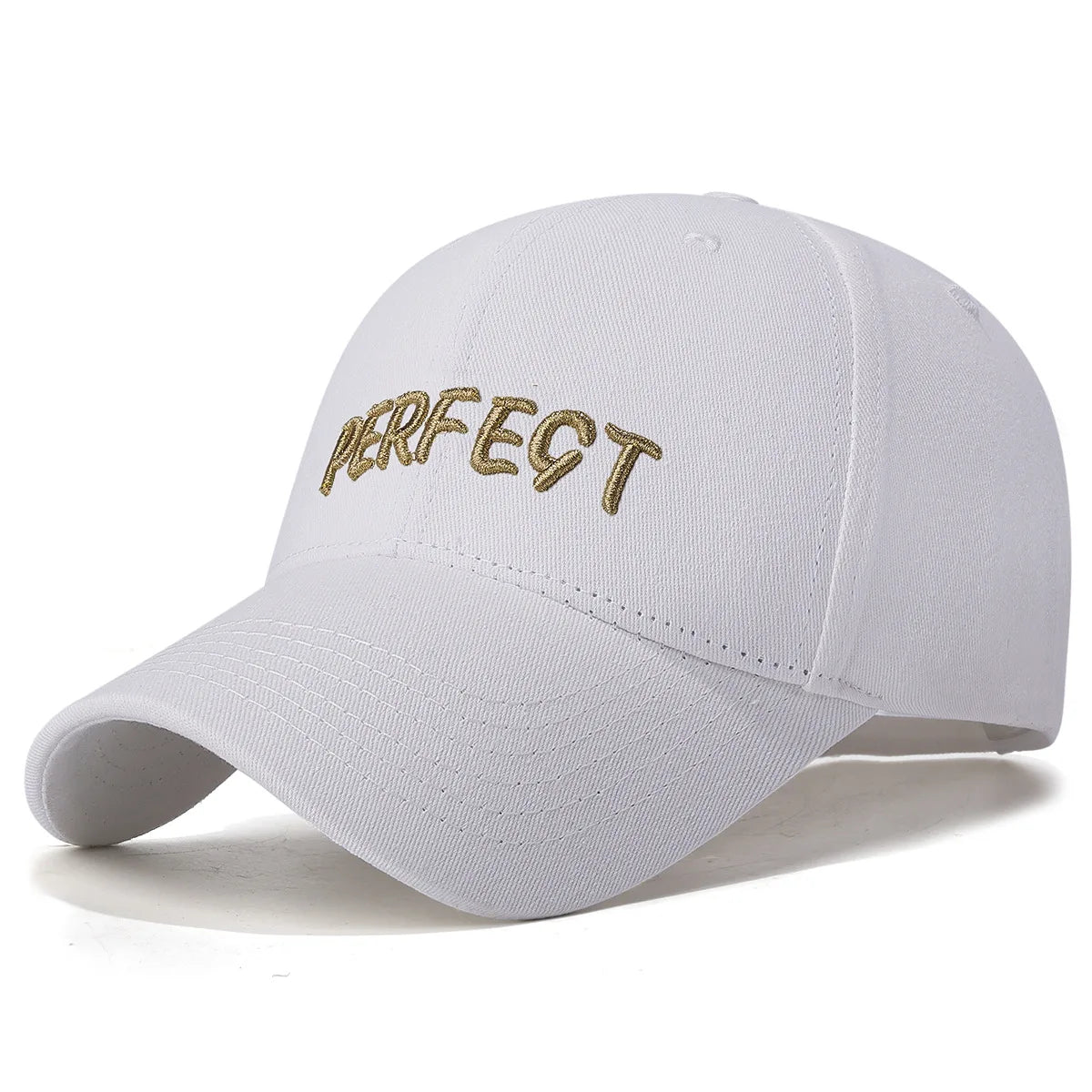 Cotton Black Letters Gold Thread Embroidery Baseball Cap