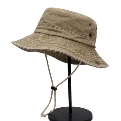 Wide Brim Bucket Hat For Men And Women Washed Solid Cotton