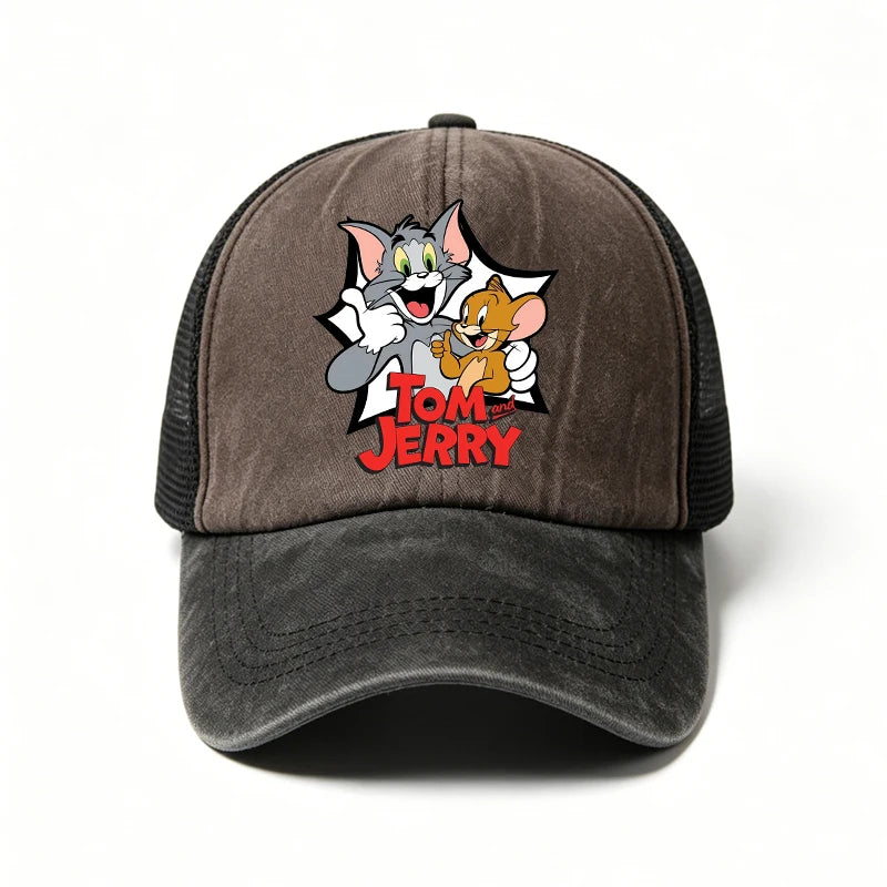 New Tom and Jerry Retro Hat Cartoon Baseball Cap Man Women Adjustable Baseball Hat Children Cute Sun Hat