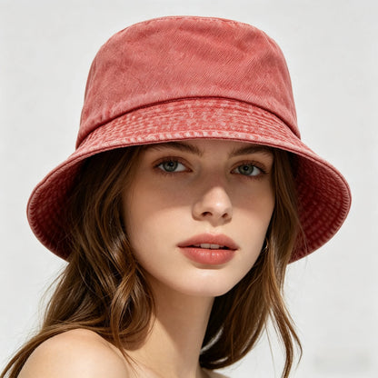 Candy Color Unisex Summer Washed Denim Bucket Hat