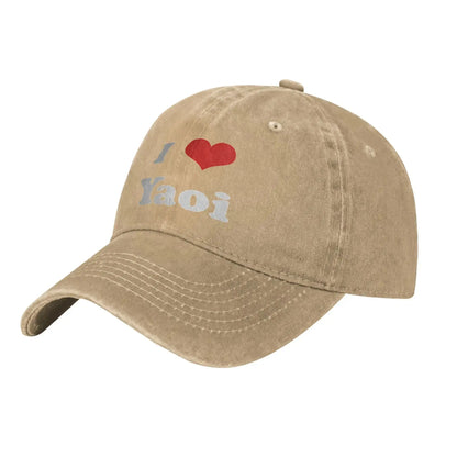 I Love Yaoi Baseball Cap Casual Washed Men Women