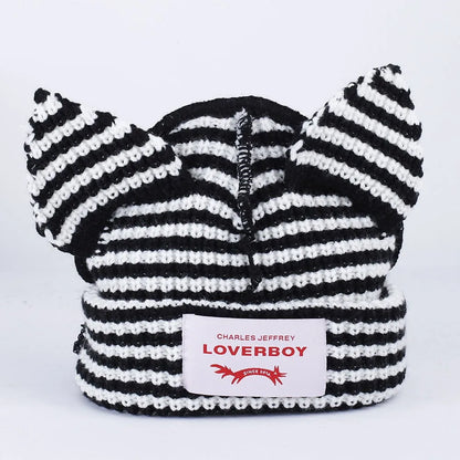 Winter Skullies Hat Unisex Cat Ear Hat Warm Crochet Knitted Hat Costume Beanie Hat
