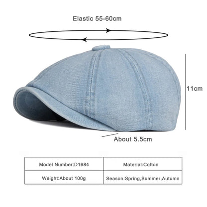 Men's Octagonal Hat Casual Solid Eight-Blade Berets