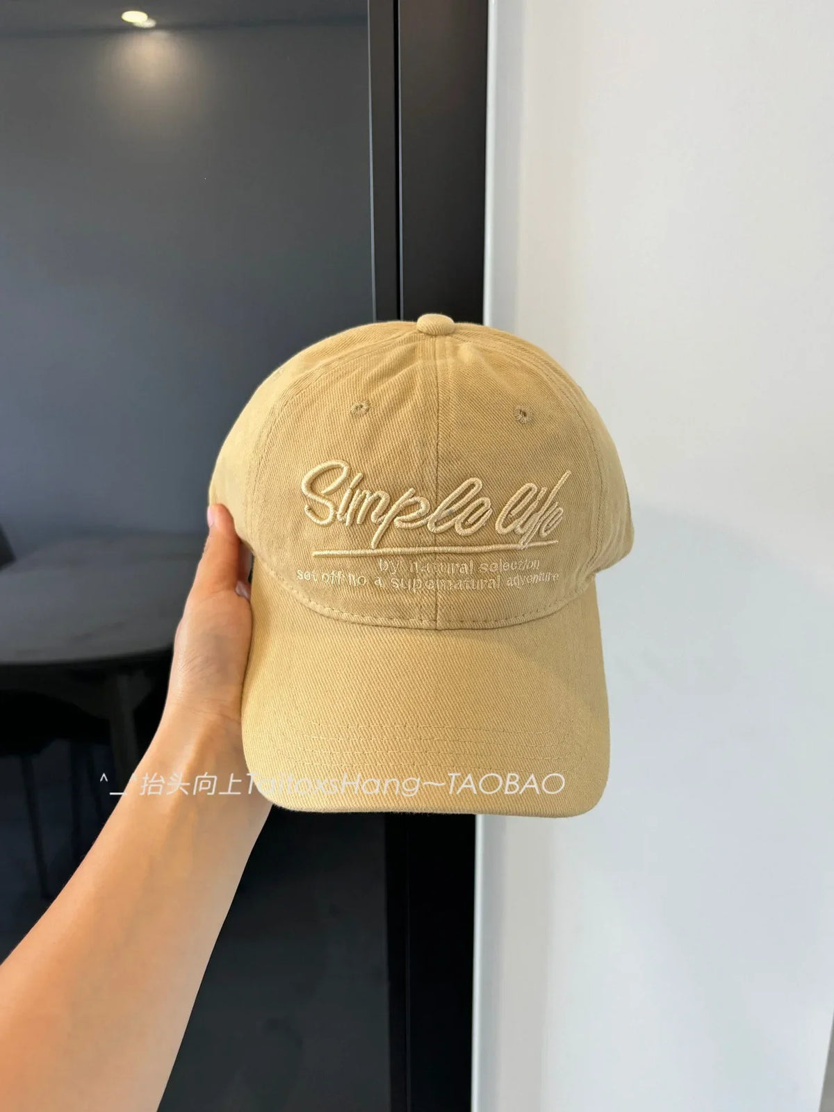 Retro Blue Embroidered Letter Wide Brim Baseball Cap Korean Style Sunshade Outdoor Sports Circumference Hat