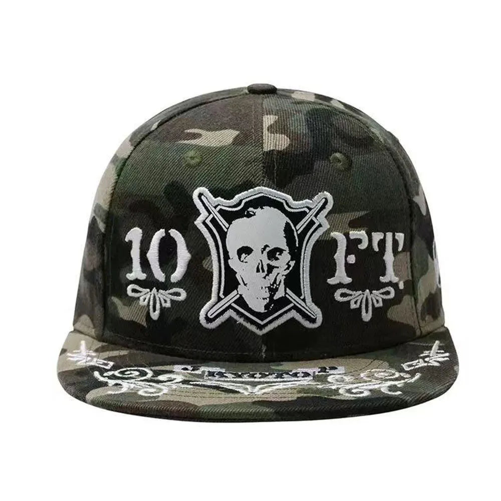 2026 Camouflage Skull Embroidery Snapback Hat