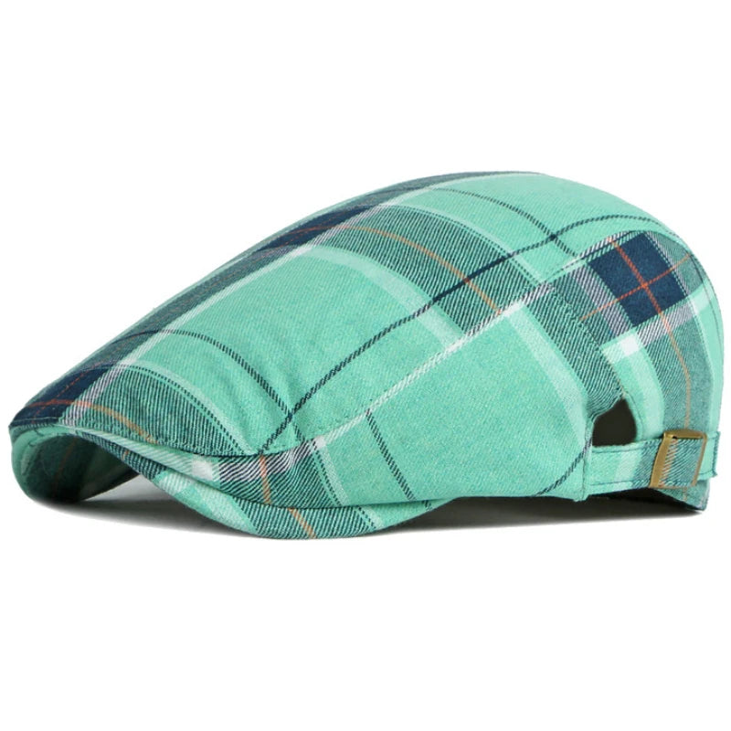Men Women Vintage Plaid Artist Painter Beret Hat