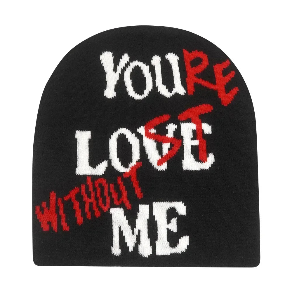 Y2K Letter Knitted Winter Autumn Beanie Cap Men Women
