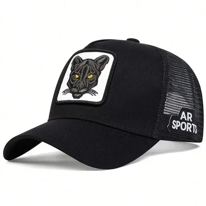 Unisex Panther Embroidery Baseball Net Caps Spring and Summer