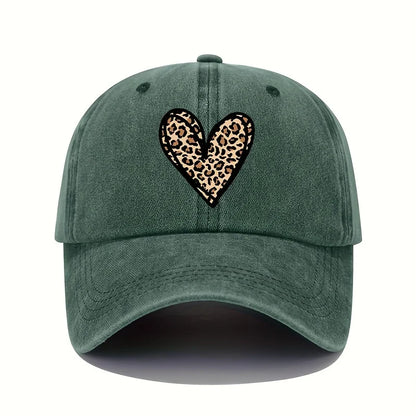 Valentine's Day Leopard Print Heart Print Retro Lightweight Washable Baseball Cap Women's