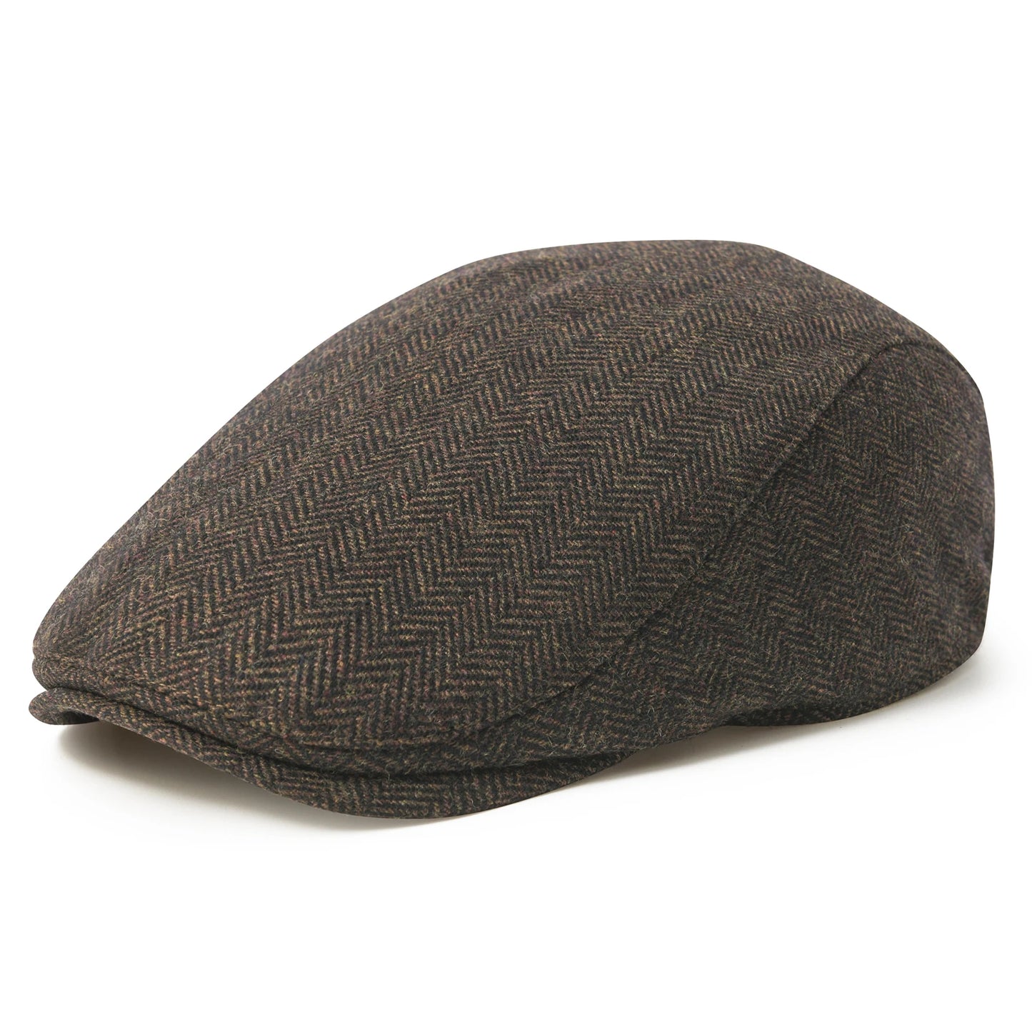 Men's Herringbone Flat Ivy Newsboy Hat Wool Blend Gatsby Cabbie Cap