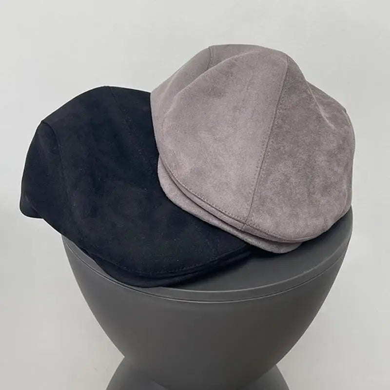 Peaked Cap Suede Visor Women's Cap British Style Newsboy Cap