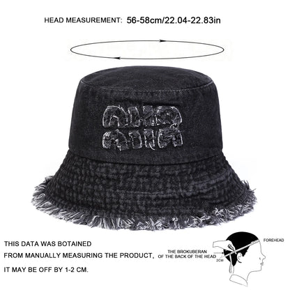 Unisex Niin Letter Hole Personality Cowboy Bucket Hats Fishermen Caps
