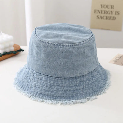 Simple Washed Fisherman Hat, Versatile Denim Bucket Hat