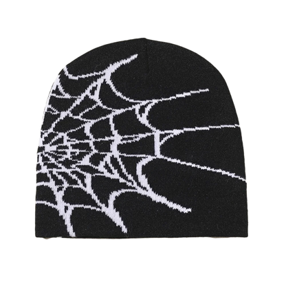 Y2K Soft Spider Web Pattern Beanie Caps