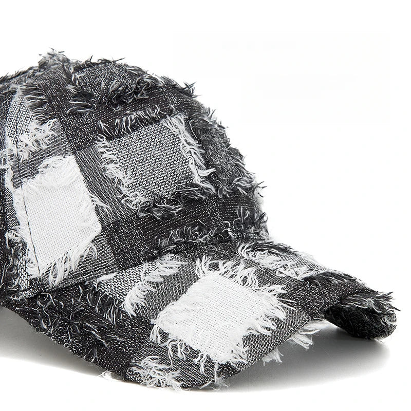 Harajuku Distressed Patchwork Baseball Cap