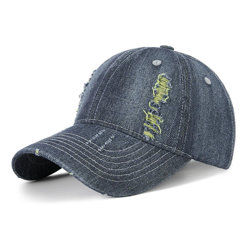 Baseball Cap Denim Jeans Men Women Curve Bill Fitted Hat
