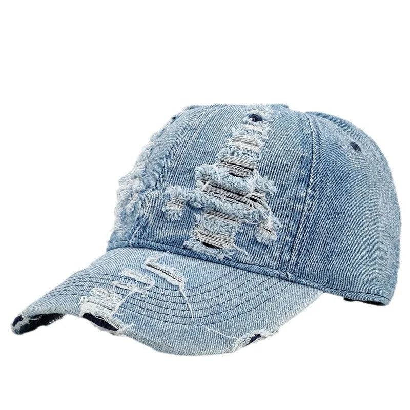Women's Korean Versatile Ripped Denim Baseball Cap