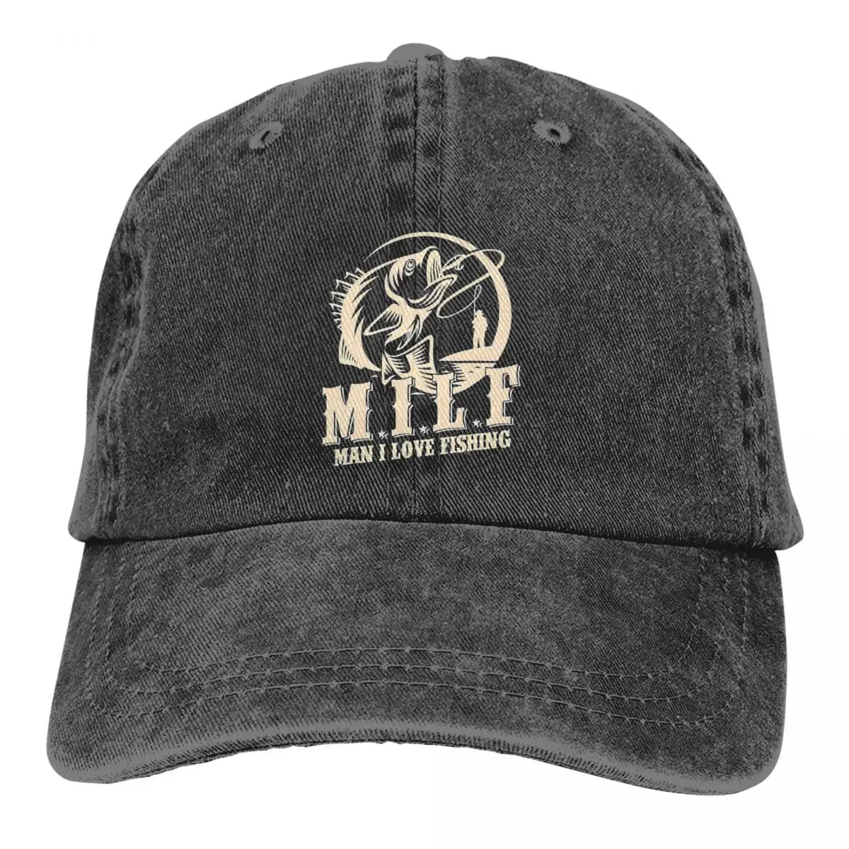Fashion MILF Man I Love Fishing Baseball Cap Unisex Style Distressed Cotton Sun Cap