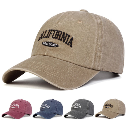 Unisex CaliforniaLetter Embroidery Wash Baseball Caps Spring and Autumn
