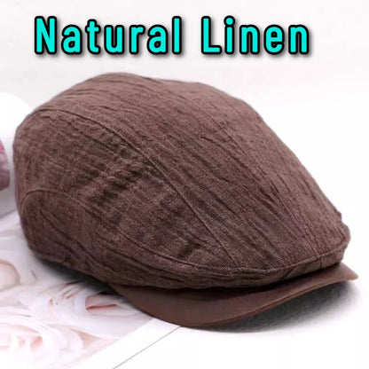 New Natural Linen Berets Men Summer Breathable Sunscreen UV Protection