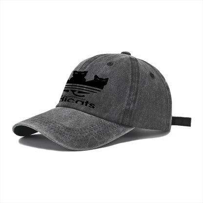 Vintage Washed Baseball Cap Unisex Distressed Snapback Hat Grey Three Black Cats Embroidery Adjustable Dad Hat Streetwear