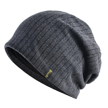 Double Lined Ribbed Slouch Beanie Hat For Men Women