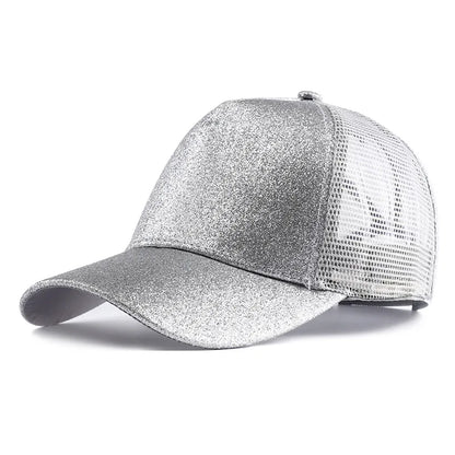 Summer Glitter High Ponytail Baseball Cap Female
